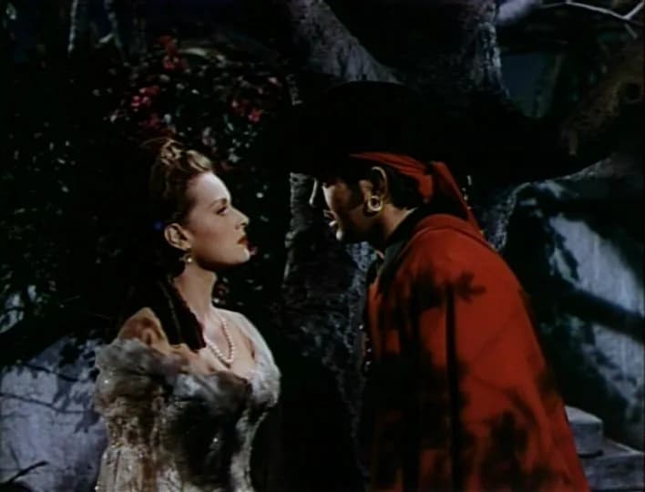 Maureen O'Hara - Tyrone Power and Maureen O'Hara in a screenshot from the trailer for the film The Black Swan.