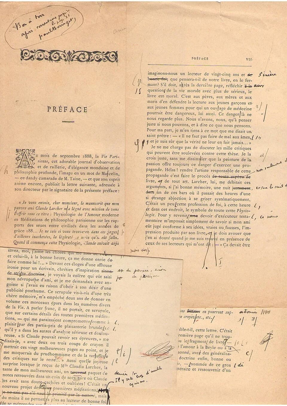 Paul Bourget - Manuscrit original