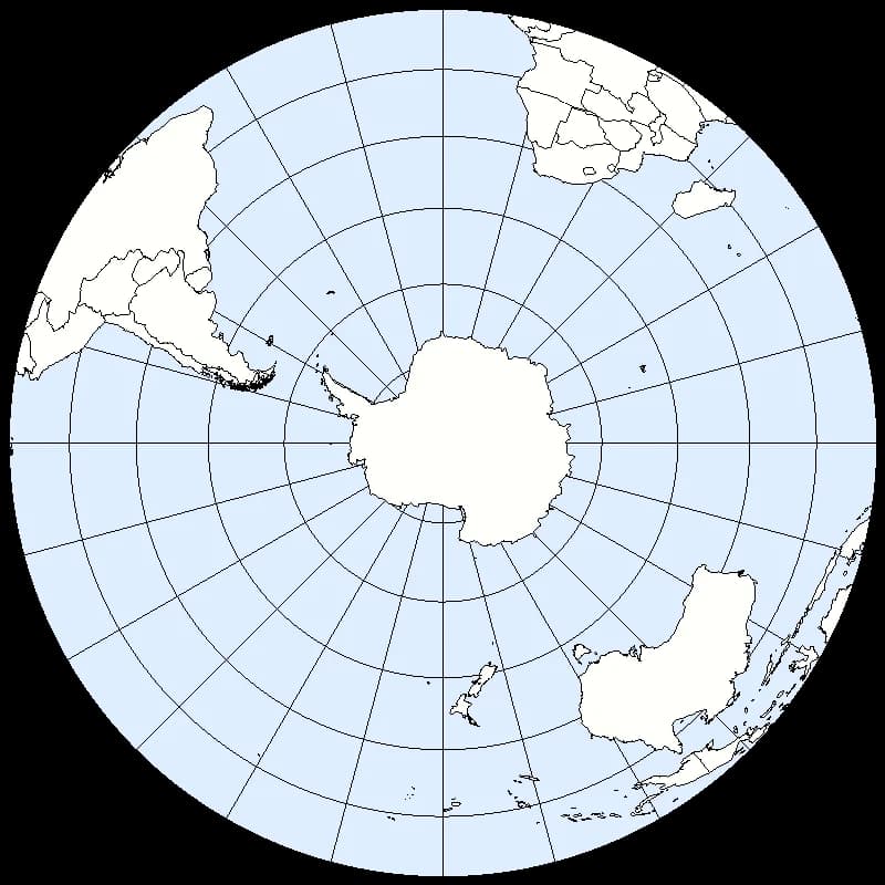 Johann Heinrich Lambert - Southern Hemisphere of Earth (Lambert Azimuthal projection), with national borders added
