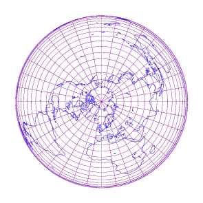 Johann Heinrich Lambert - world map in Lambert azimuthal equal-area projection with 10-degree grids, only in black lines on white background