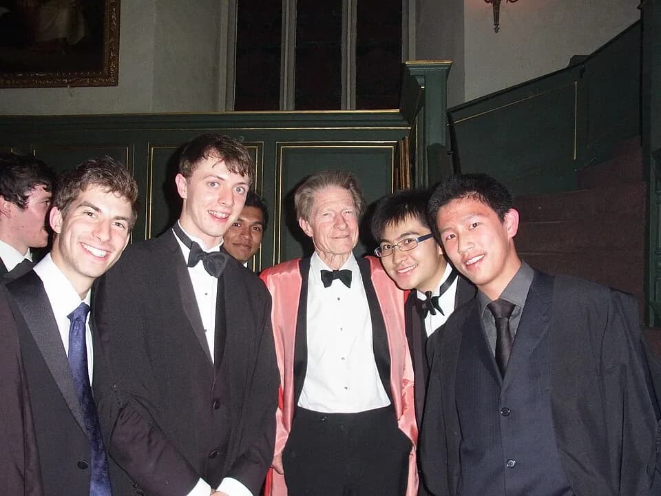 John Gurdon - Professor Sir John Gurdon, winner of Nobel Prize for Physiology or Medicine 2012, at the annual Scholar's Dinner of Magdalene College, Cambridge, with several other members of the colleg