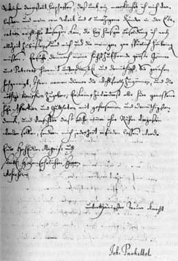 Johann Pachelbel - Pachelbel's autograph (hence the PD indication) letter. Found on Karadar: [1].