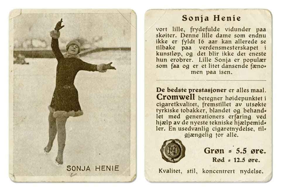Sonja Henie - Format:  Samlekort
 Dato / Date:  ca. 1930 (dokumentet)
 Fotograf / Photographer:  Ukjent 
 Wikipedia:  Sonja Henie (1912 - 1969)
 Eier / Owner Institution:  Trondheim byarkiv, The Munic