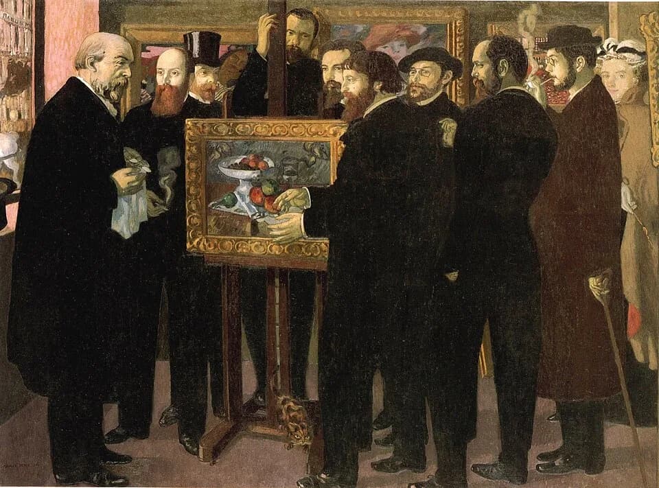 Odilon Redon - This painting rings out like a manifesto. Maurice Denis has assembled a group of friends, artists and critics, in the shop of the art dealer, Ambroise Vollard, to celebrate Paul Cézanne