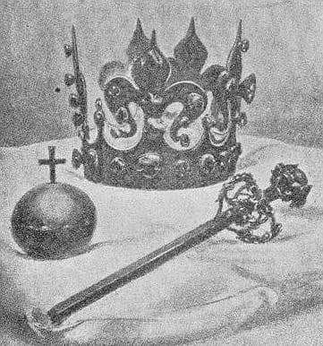 Casimir III the Great - Burial insignia of Casimir III the Great. From the top: crown, apple, sceptre.
