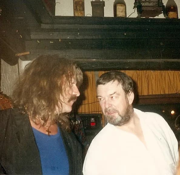 Jon Lord - Tony Ashton (right) with Jon Lord (left), a gig at the Hotel Post, March 1990.