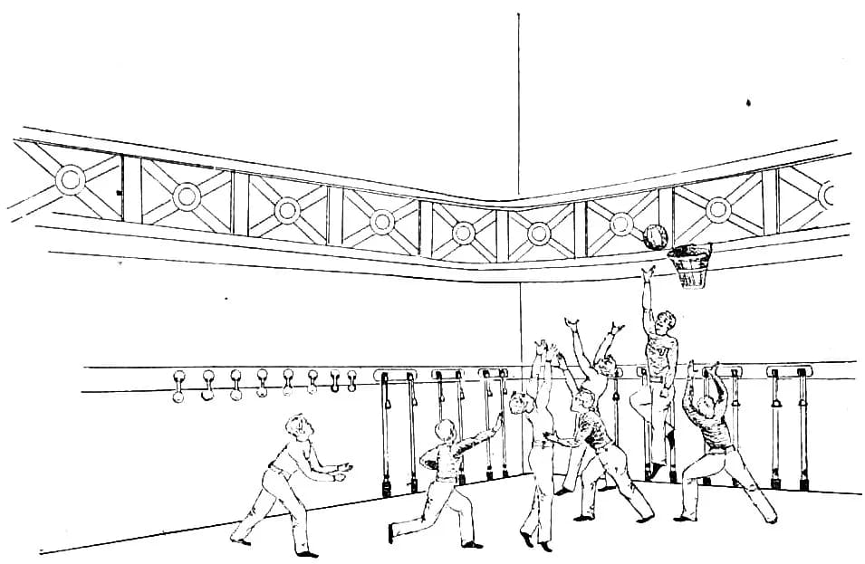 James Naismith - illustration in scan of original print as it appears in the January 15, 1892 publication of The Triangle.