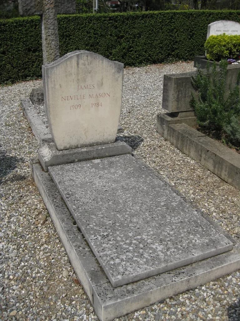 James Mason - This is the grave of James Neville Mason in the graveyard of Corsier-sur-Vevey, Switzerland.