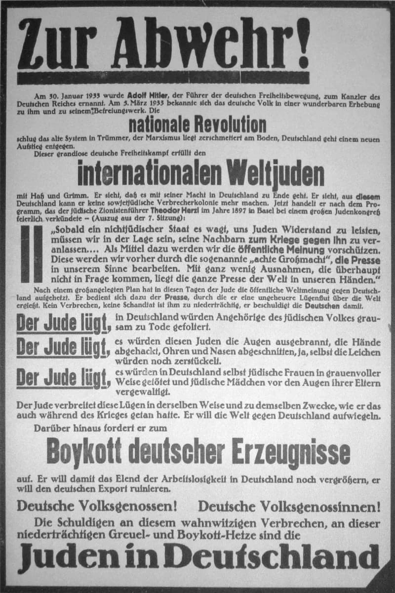 Julius Streicher - Judenfeindliches Plakat „Zur Abwehr!“ aus der Zeit des Nationalsozialismus