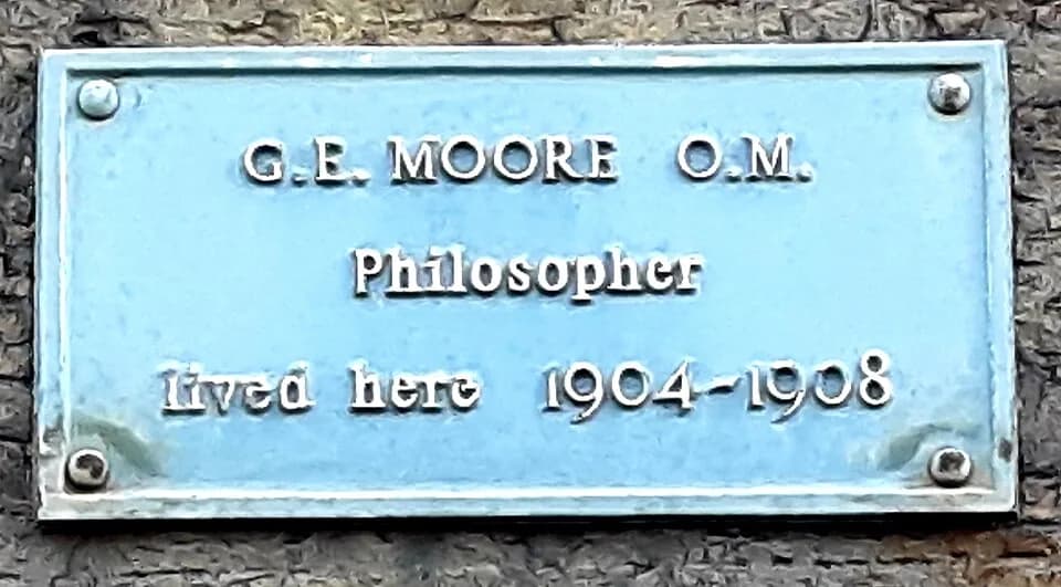 G. E. Moore - plaque G.E. Moore O.M. Philosopher Lived here 1904-1908 (11 Buccleuch Place, Edinburgh)