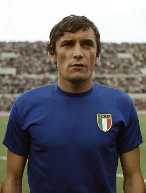 Gigi Riva - Italian footballer Luigi "Gigi" Riva in 1968 at the Olympic Stadium in Rome.