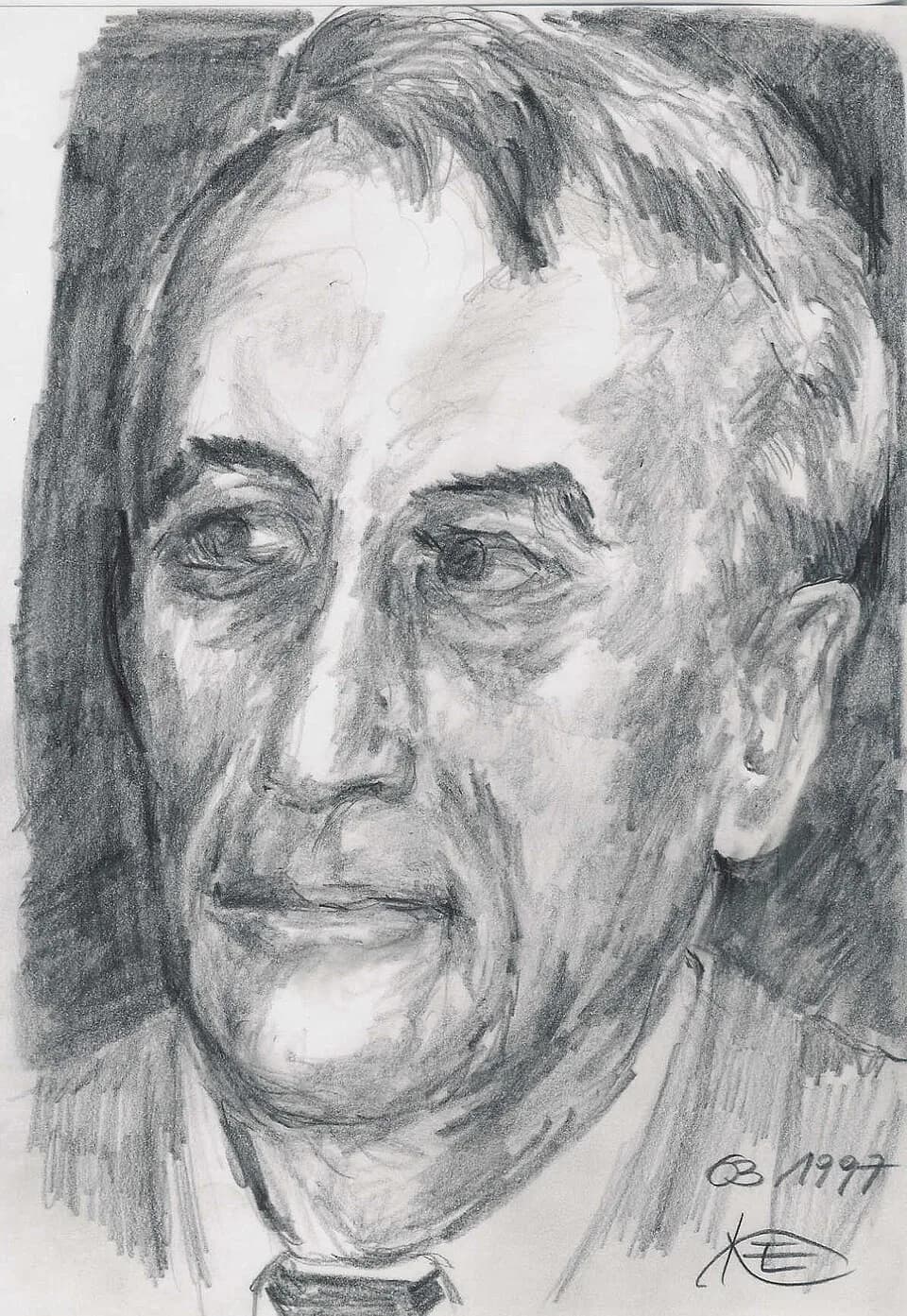 Tadeusz Mazowiecki - Rysunek ołówkiem, format A-4