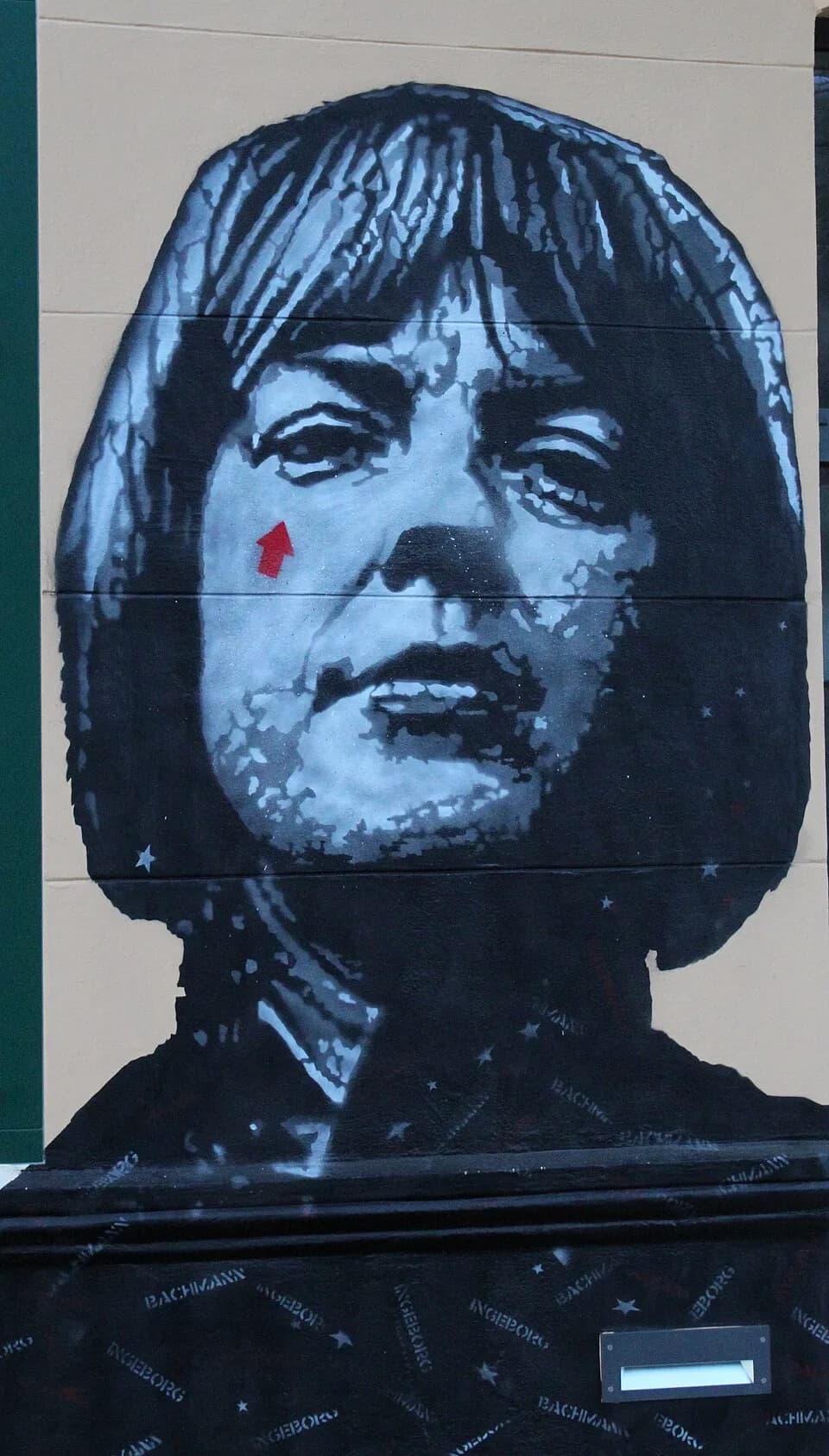 Ingeborg Bachmann - Grafitti from Jef Aerosol at the Robert Musil Museum in Klagenfurt: Ingeborg Bachmann derivative of news photo Picture: Reuters [1]
