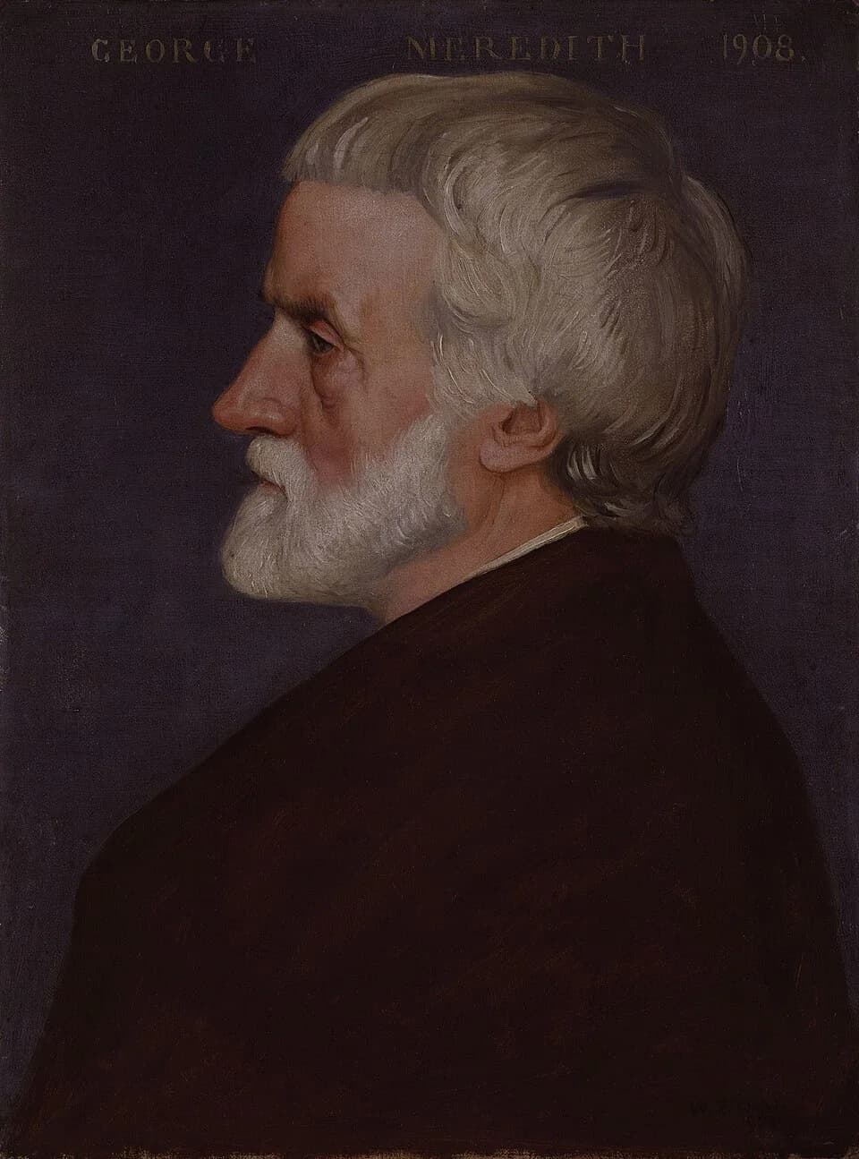 George Meredith - George Meredith, by William Strang (died 1921). See source website for additional information.

This set of images was gathered by User:Dcoetzee from the National Portrait Gallery, L