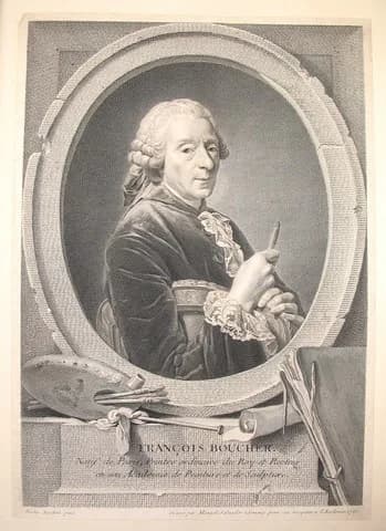 François Boucher - Kupferstich mit Portrait des französischen Malers de:François Boucher (1703-1770)