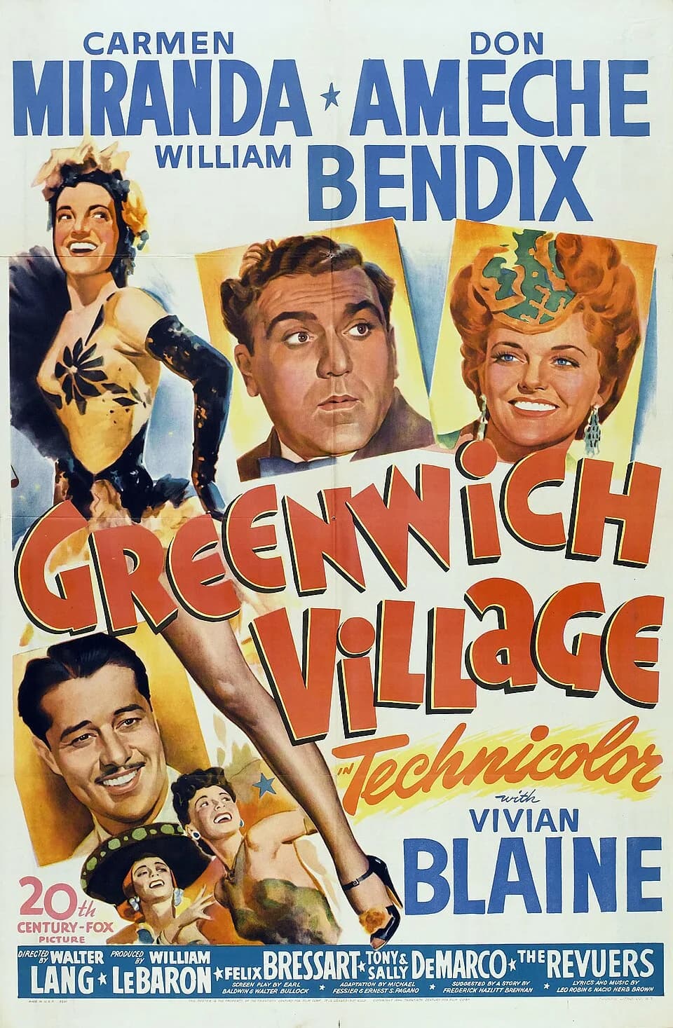 Carmen Miranda - Poster for the American film Greenwich Village (1944).