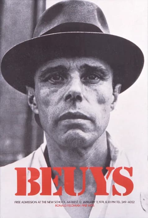Joseph Beuys - Offset poster for US lecture-series Energy Plan for the Western Man (1974) by Joseph Beuys, organised by Ronald Feldman Gallery, New York 
Courtesy Ronald Feldman Fine Arts, New York