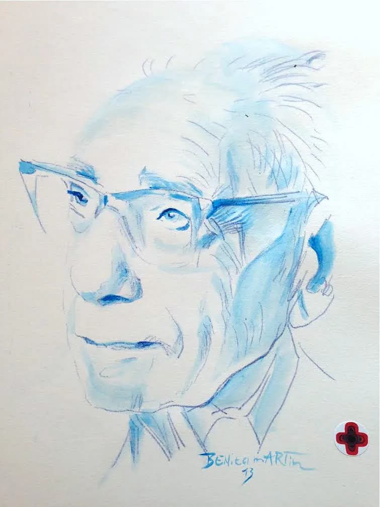 Bernard Katz - Sir Bernard Katz, Leipziger Nobelpreisträger, Medizin, Porträt gemalt von Benita Martin, ADA Dimensionsmalerei®