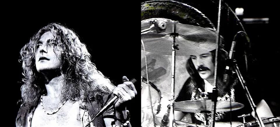 John Bonham - Robert Plant and John Bonham in 1975.
Derivative work of:

File:Robert-Plant.jpg by Dina Regine
File:John Bonham 1975.jpg by Dina Regine