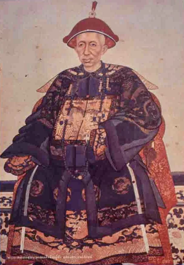 Mongkut - Painting of King Mongkut in the uniform of a Chinese Mandarin. Displayed at Wehart Chamrunt Hall, Bang Pa-In Royal Palace, Phra Nakhon Si Ayutthaya Province, Thailand.