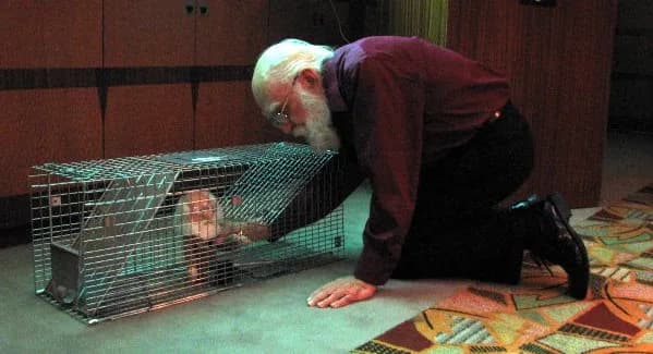 James Randi - James Randi from JREF sets the "Chupacabra" trap with a James Randi lookalike. Photo taken during the JREF Amazing Adventure 4 ~ Chasing El Chupacabra.