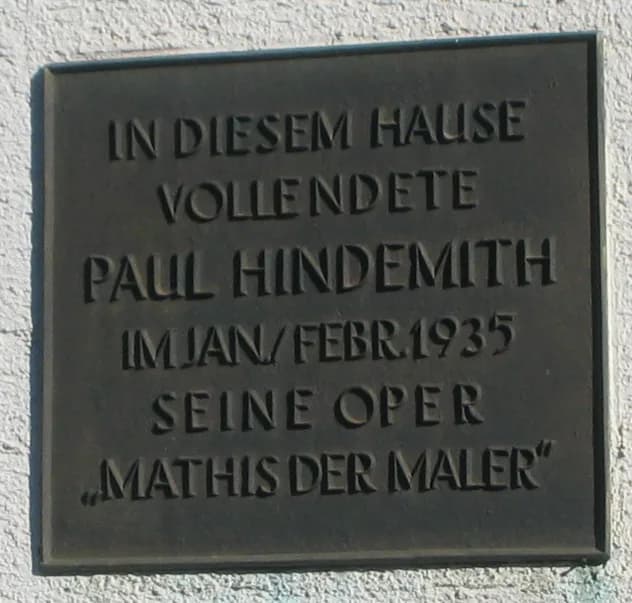 Paul Hindemith - Tafel an dem Haus in Lenzrkich, in dem Paul Hindemith 1935 Mathis der Maler vollendete.