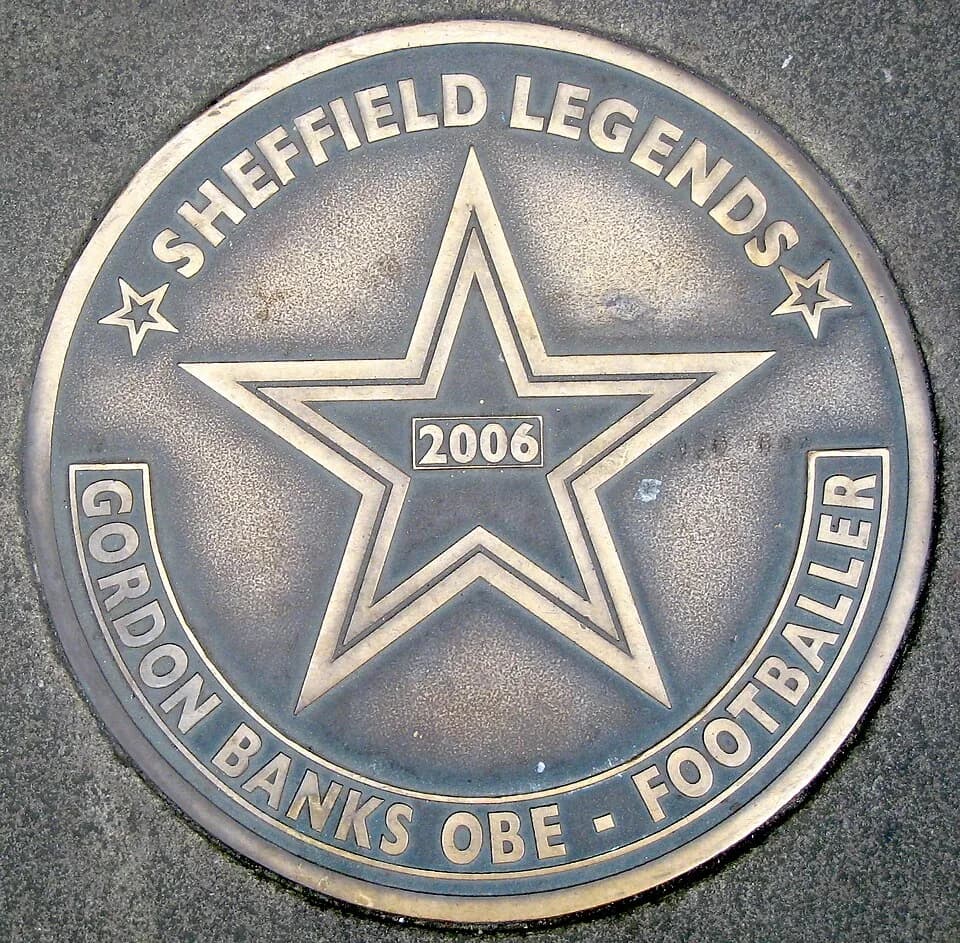 Gordon Banks - Commemorative star in the pavement outside Sheffield Town Hall: a "walk of fame" for people associated with the city. Gordon Banks.