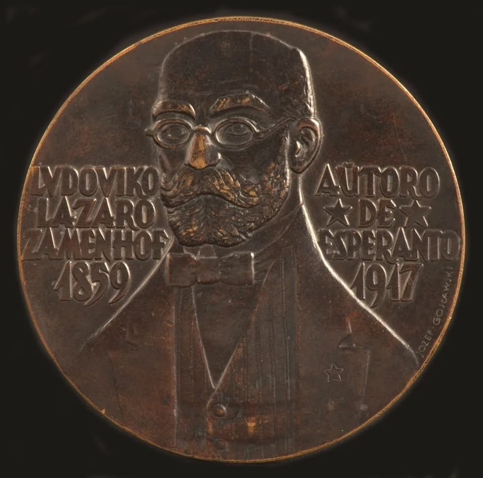 Józef Gosławski - Obverse of medal with L. L. Zamenhof (Ludwik Lejzer, Ludwik Łazarz) Zamenhof, designed by Józef Gosławski in 1959.