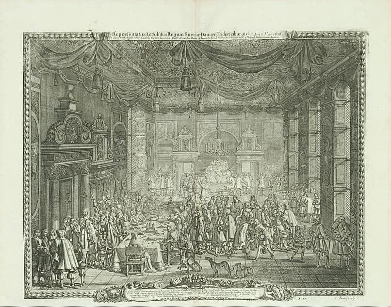Charles X Gustav of Sweden - Repræsentatio Accubitus Regum Sueciæ Daniæq: Fridericiburgi d. 3. 4. et 5. Mart. 1658.