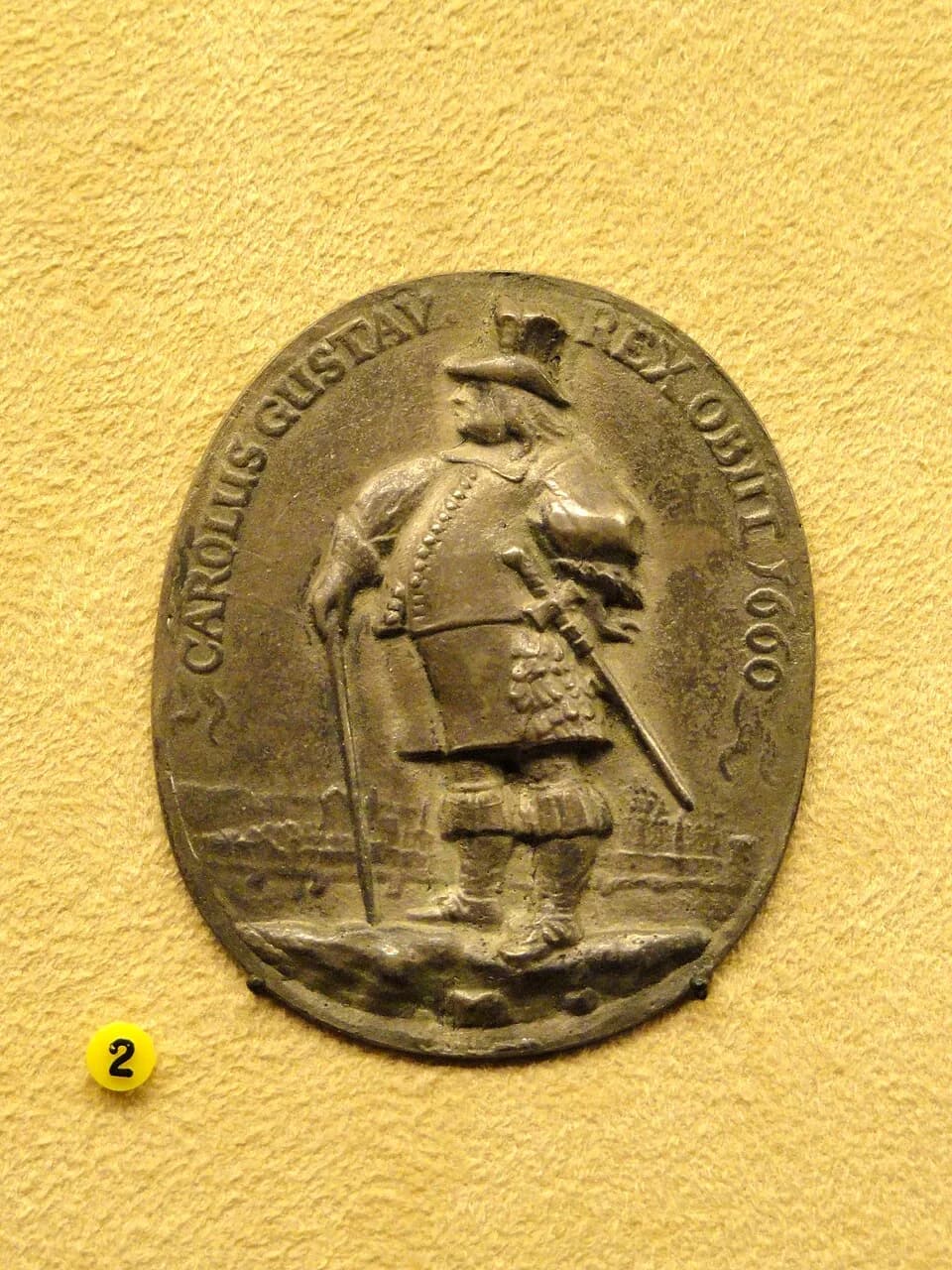 Charles X Gustav of Sweden - Coin / medal in the National Museum of Finland, Helsinki, Finland. Photography was permitted in the museum without restriction. This artwork is in the public domain becaus