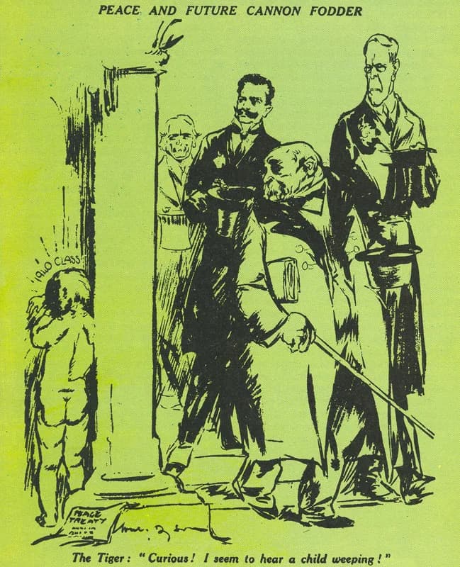 Vittorio Emanuele Orlando - Will Dyson, Daily Herald, May 1919: This featured Allied leaders coming out of the Versailles conference after the First World War, when they had burdened Germany with huge