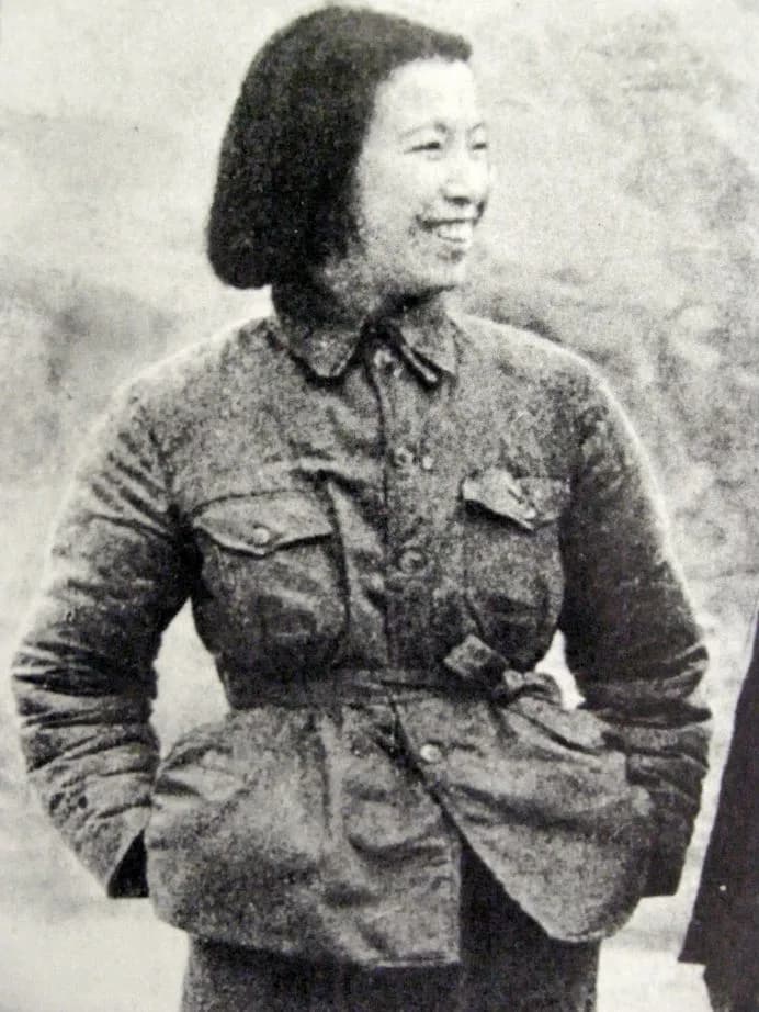 Jiang Qing - Jiang Qing 江青 , wife of Mao Zedong, in Yanan, probably winter 1940-1941. Conjectural, but was identified as Jiang Qing by a Chinese friend