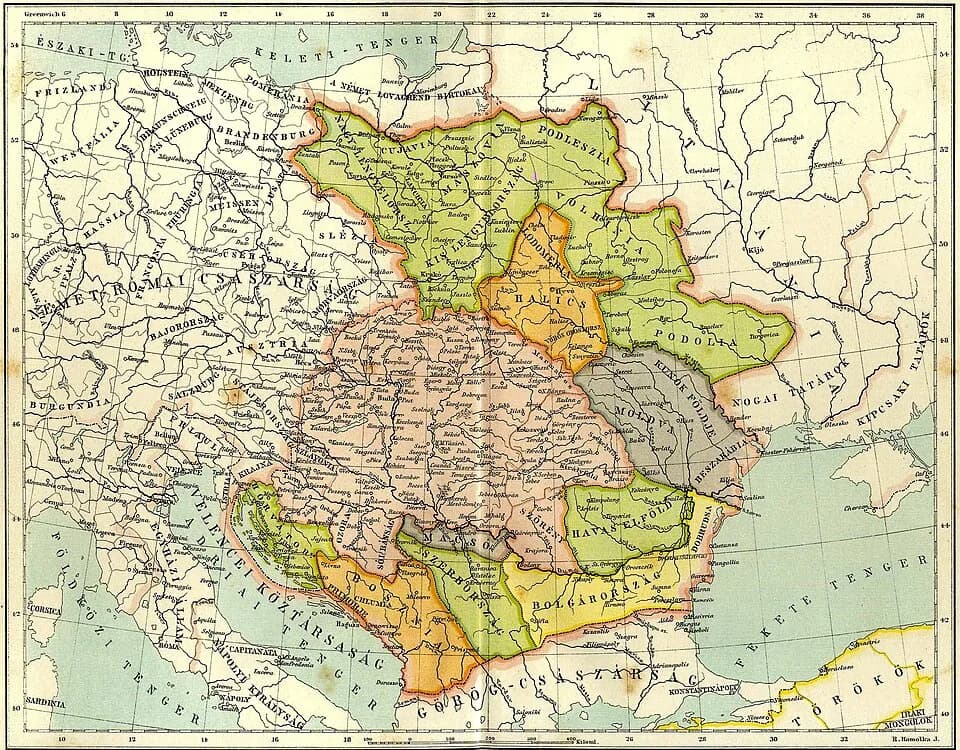 Louis I of Hungary - Lands, countries and kingdoms under Louis the Great's rule in the 1370s, according to Homolka (1890).