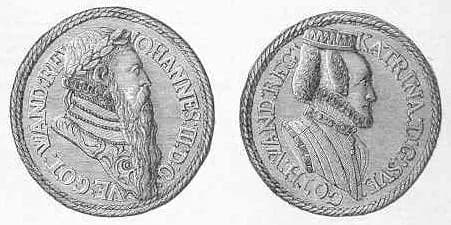 John III of Sweden - Minnespenning över kung Johan III och drottning Katarina.