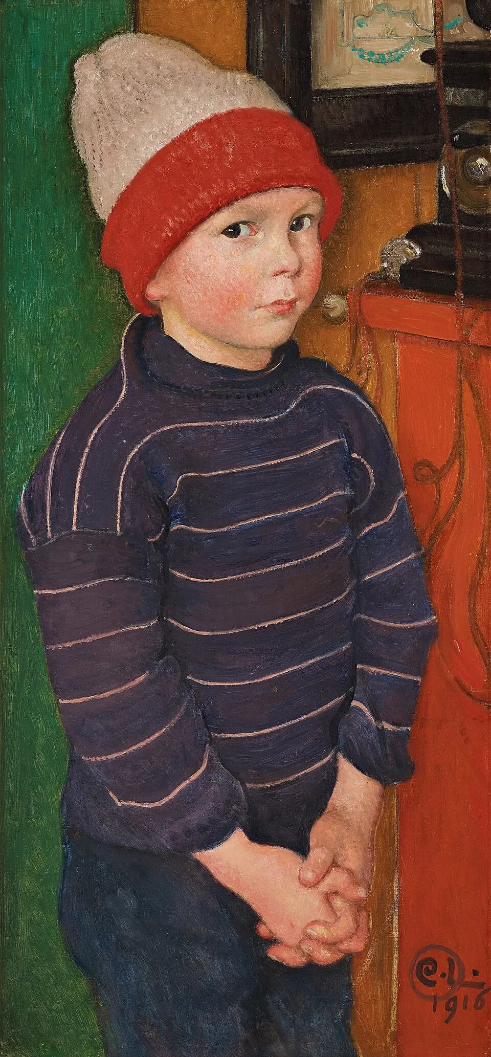 Carl Larsson - Porträtt av Elof Persson, var son till Sundborns lokale målare Carl Oscar Person. Avporträtterad 1916 av Carl Larsson.