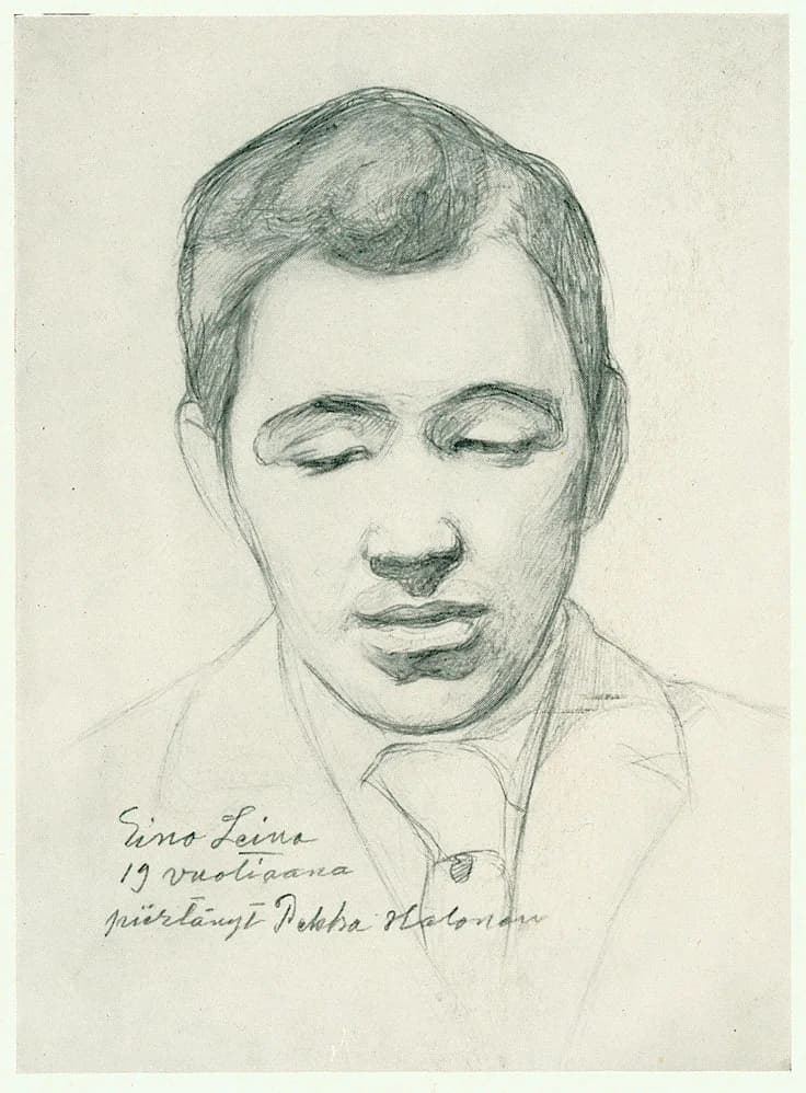 Eino Leino - Pekka Halosen lyijykynäpiirros Eino Leinosta vuodelta 1897.