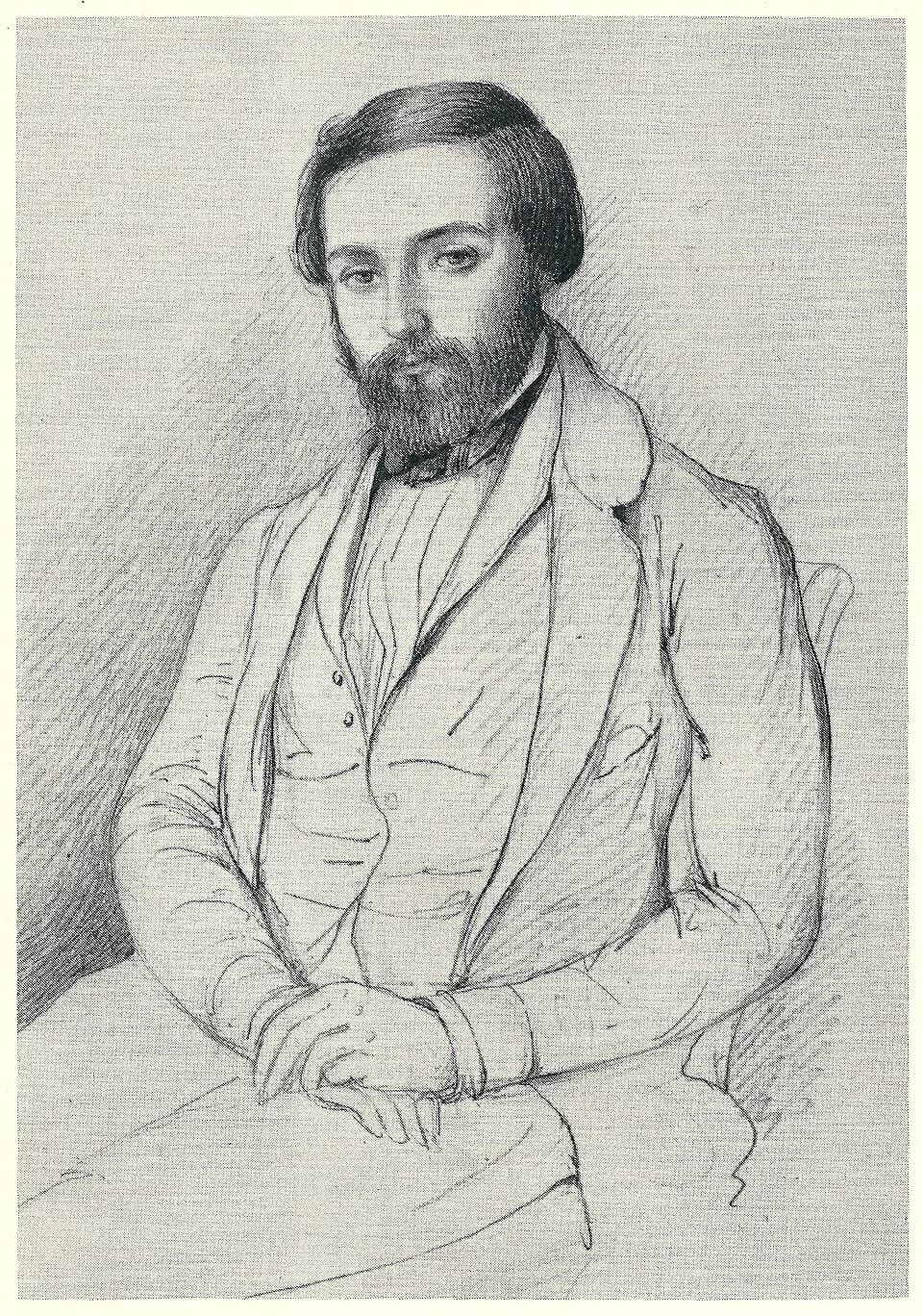 Henri-Frédéric Amiel - Portrait of Henri-Frédéric Amiel, young. Drawing in pencil by Mademoiselle Saint-Ours. (Public and University Library of Geneva)