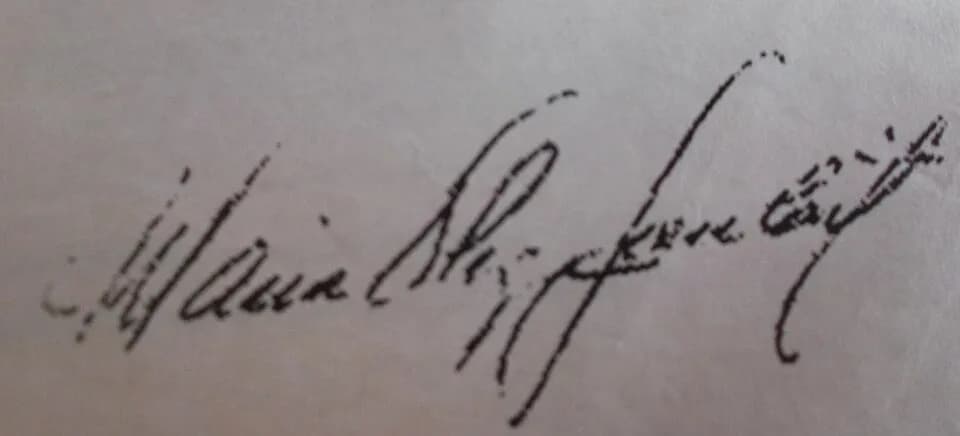 João Goulart - Assinatura de Maria Thereza Fontella Goulart, ex-primeira-dama do Brasil.