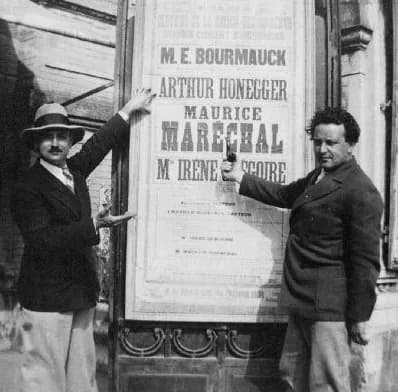 Arthur Honegger - French cellist Maurice Maréchal (1892-1964) with Arthur Honegger (1892-1955) in Lyon in 1931