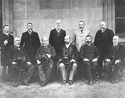 Alfred Deakin - Edmund Barton, Australia's first Prime Minister, is seated second from the left, surrounded by the Federal Executive Council, comprising his Cabinet ministers and the Governor-General,