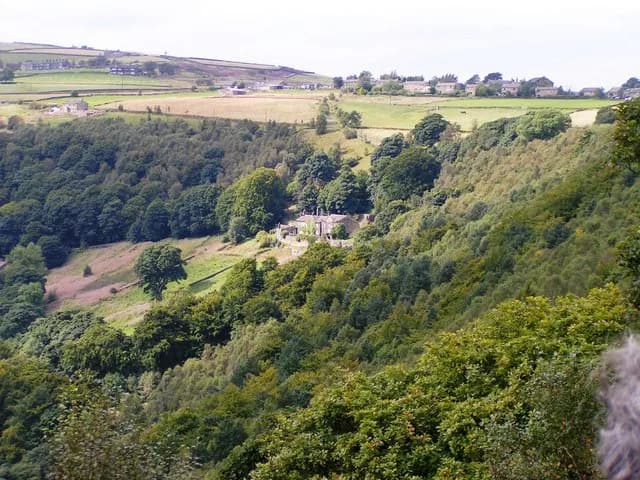 Ted Hughes - Avron Foundation, Colden Valley Picture is taken (with zoom) from Heptonstall. Subject is a former home of Ted Hughes