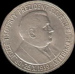 Jozef Tiso - 20 Slovak korún coin from 1939 - reverse