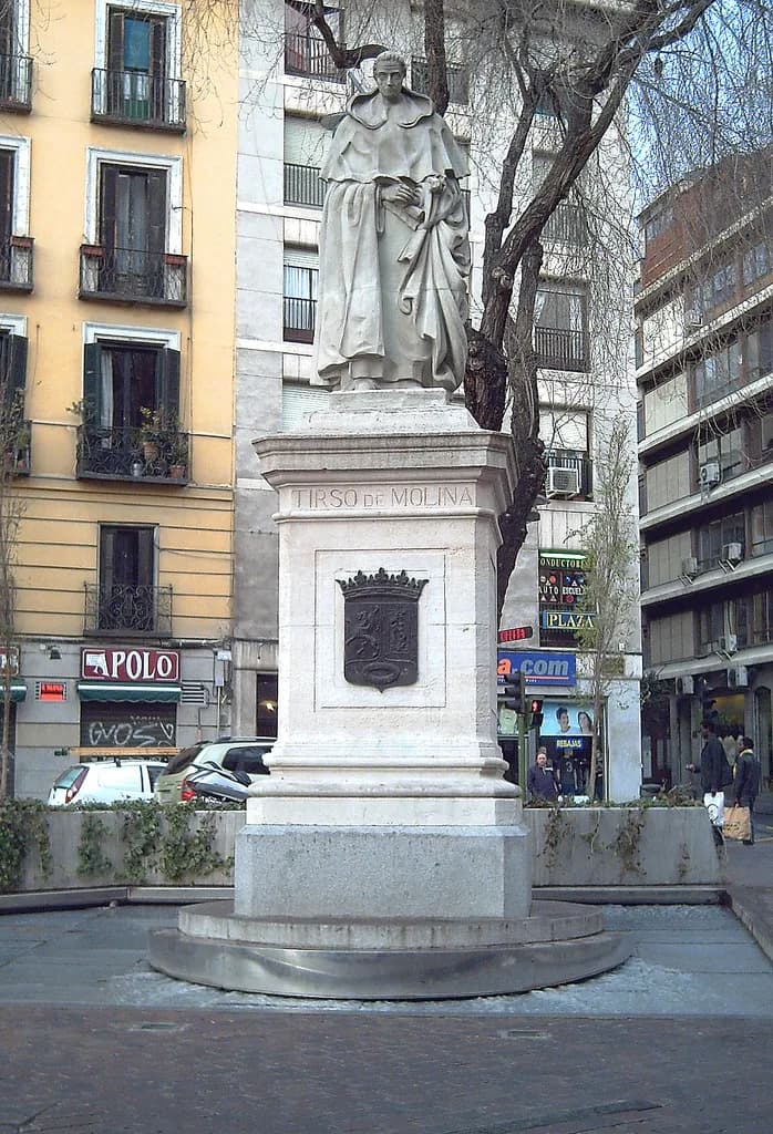 Tirso de Molina - Monument to Tirso de Molina (1579-1648) at the Plaza de Tirso de Molina (square) in Madrid (Spain). Made of stone and bronze by Rafael Vela del Castillo and inaugurated in 1943.