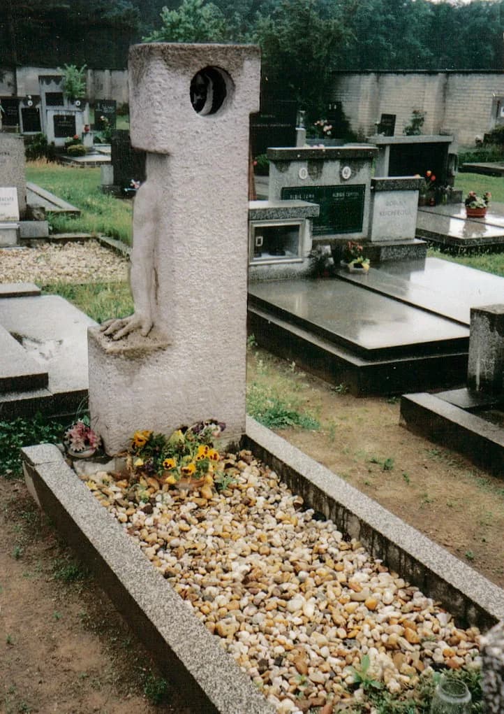 Bohumil Hrabal - Hradištko, Nymburk District, Czechia. Cemetery, grave of Bohumil Hrabal.