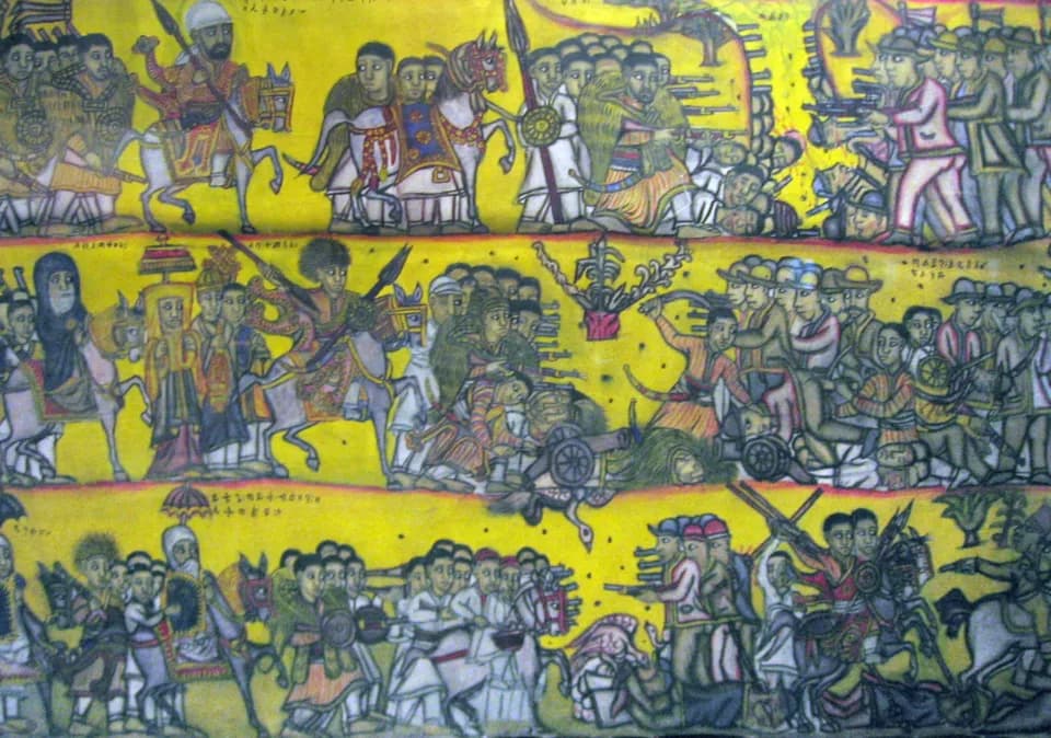 Menilek II - Painting commemorating the Battle of Adwa. Painting of the Battle of Adwa between Ethiopia and Italy. Original painting is Catalogue No. E261845-0, Department of Anthropology, NMNH, Smith