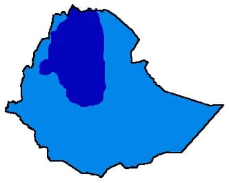 Menilek II - Ethiopian Empire's territorial expansion during Menelik II reign.
Dark blue : Ethiopian Empire before conquests

Light blue : Ethiopian Empire after conquests