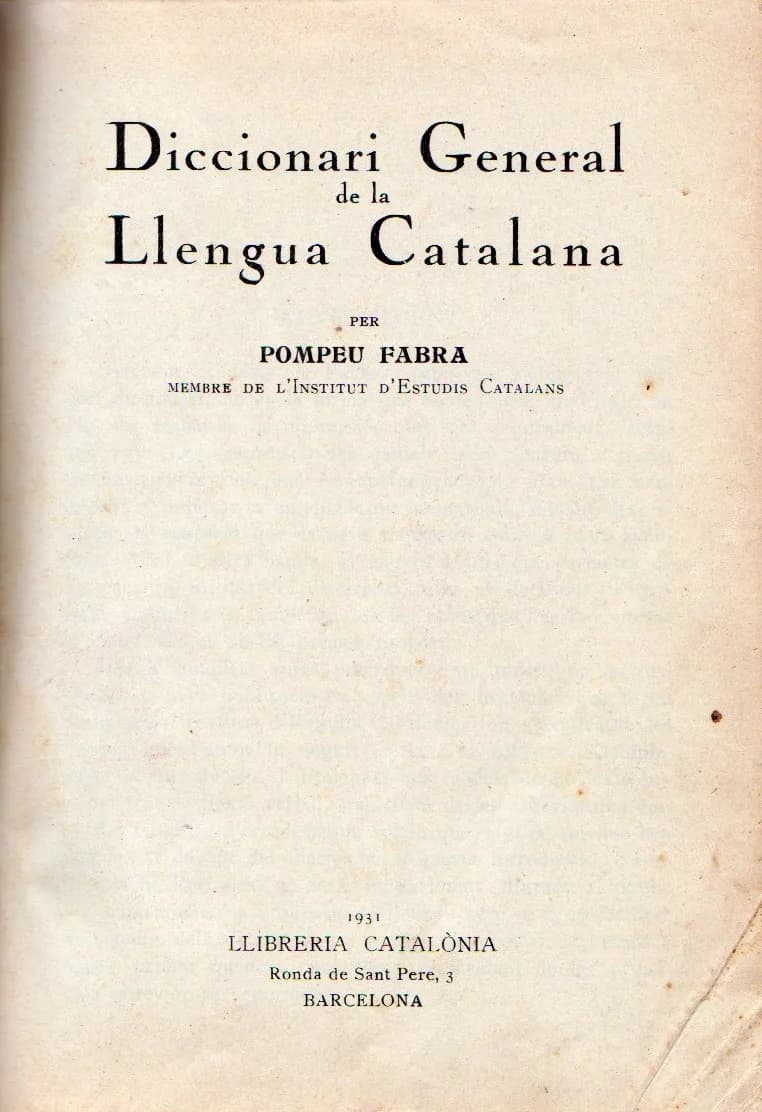 Pompeu Fabra - Pàgina de títol de la primera edició de 1931