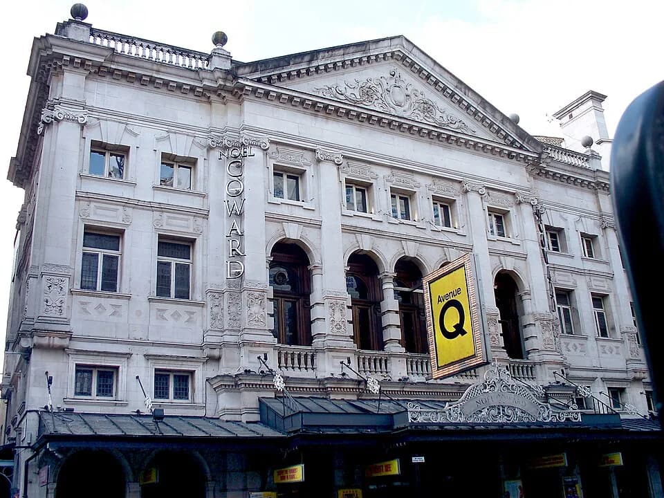 Noël Coward - Noël Coward Theatre, London. Photograph taken in a public location in the UK of a building on permanent public display, and exempt from copyright under Section 62 of the Copyright Design