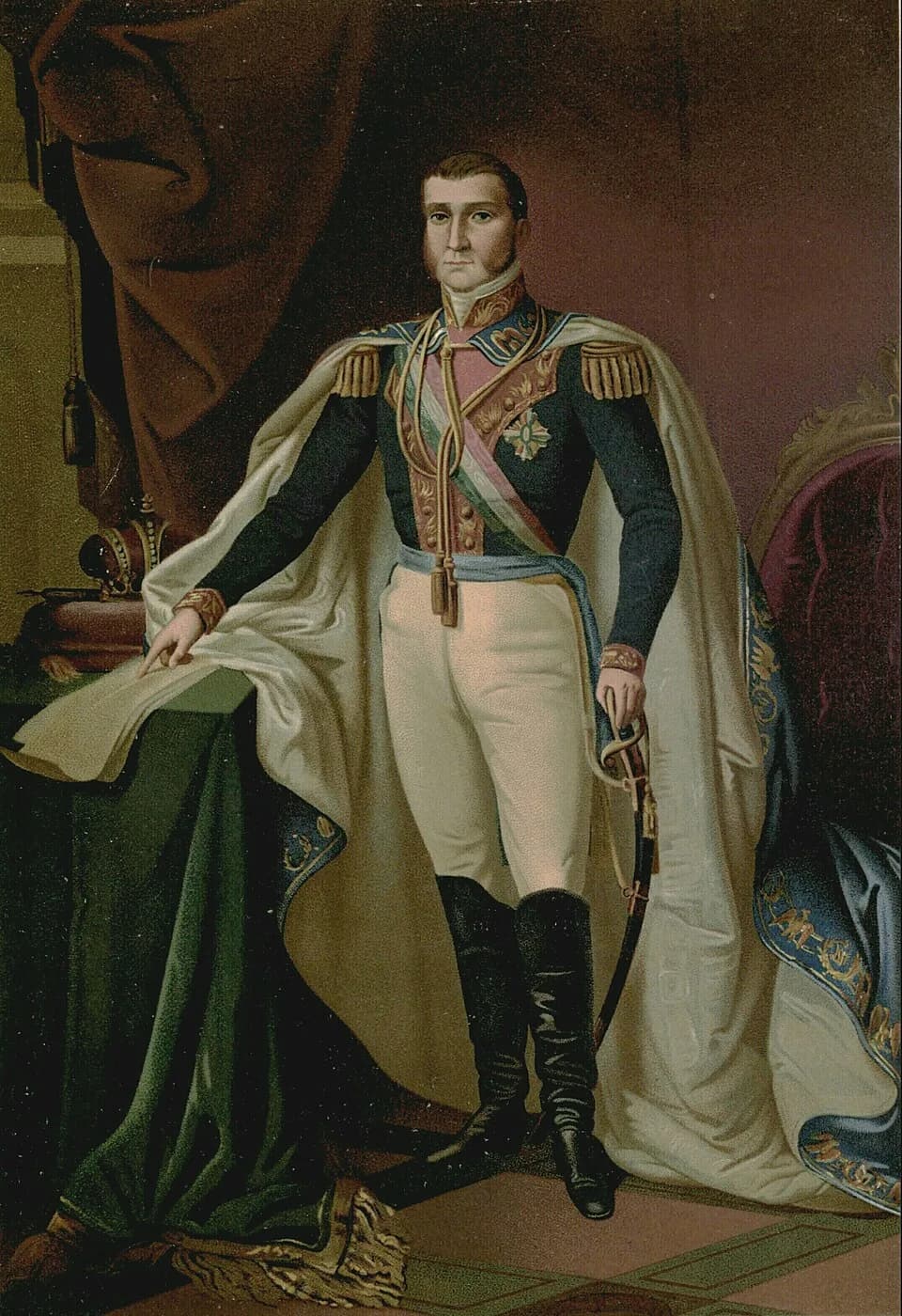 Agustín I of Mexico - Copy of a portrait of Agustín I, Constitutional Emperor of Mexico, made for the Iturbide Gallery (current Ambassador's Hall) at the National Palace. See Mexico Nuevo Siglo, min. 