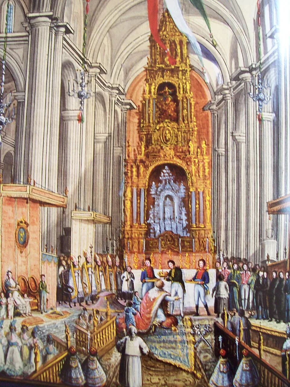 Agustín I of Mexico - Solemne coronación de Iturbide en la Catedral de México. Día 21 de julio de 1822. Aguafuerte, Museo Nacional de Historia. INAH México.